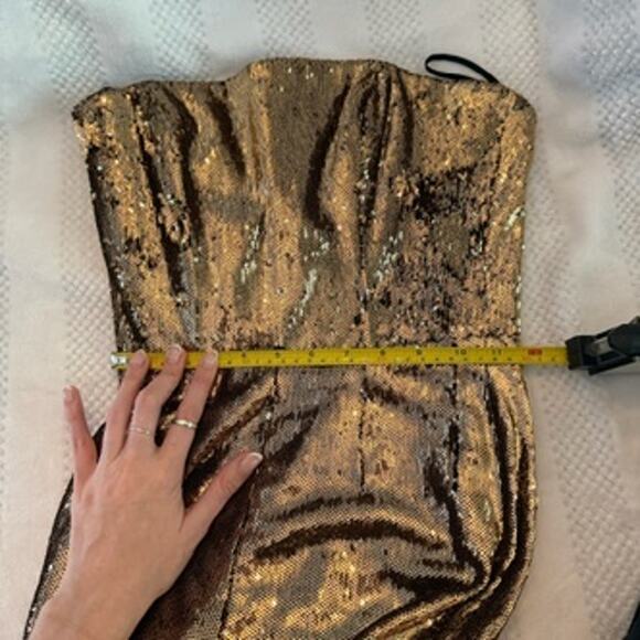 new dress the population lasr sequin strapless jumpsuit size xs - Picture 4 of 4